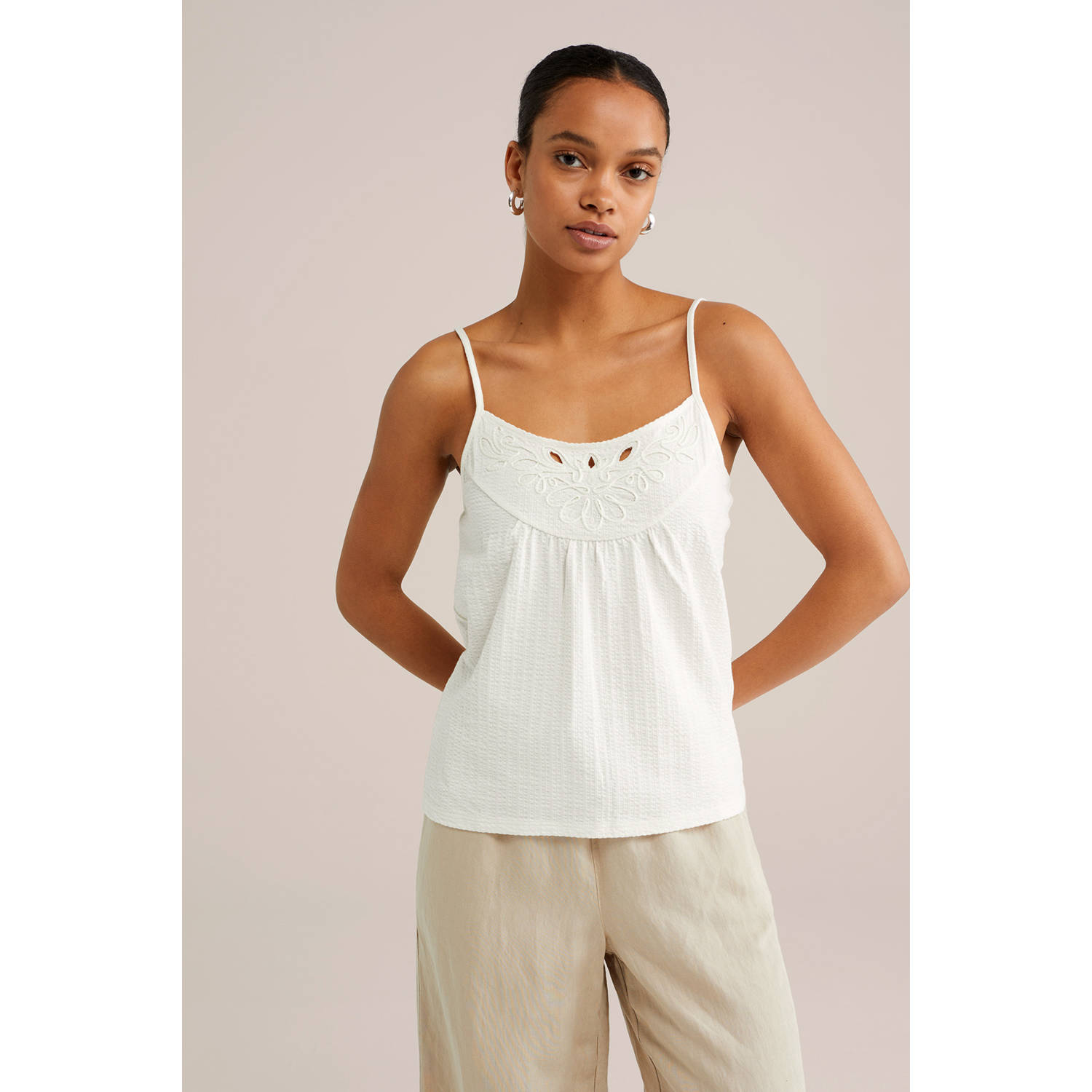 WE Fashion mouwloze top wit