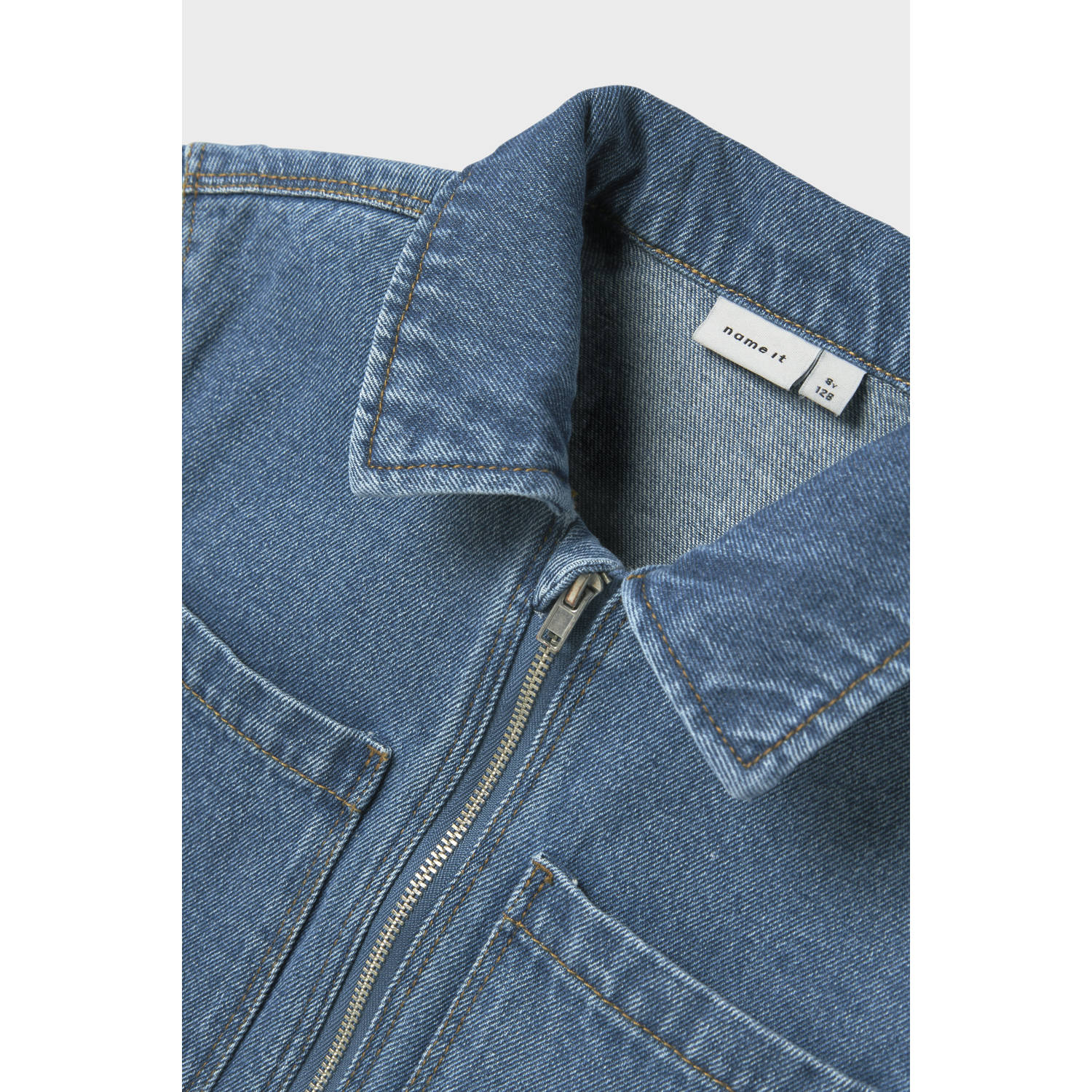 NAME IT KIDS denim A-lijn jurk medium blue denim