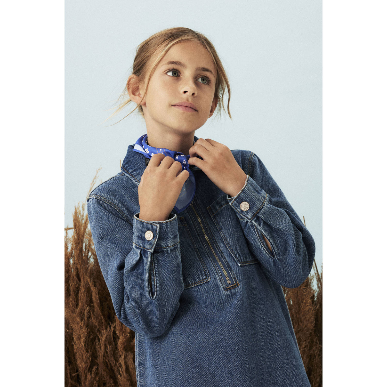NAME IT KIDS denim A-lijn jurk medium blue denim