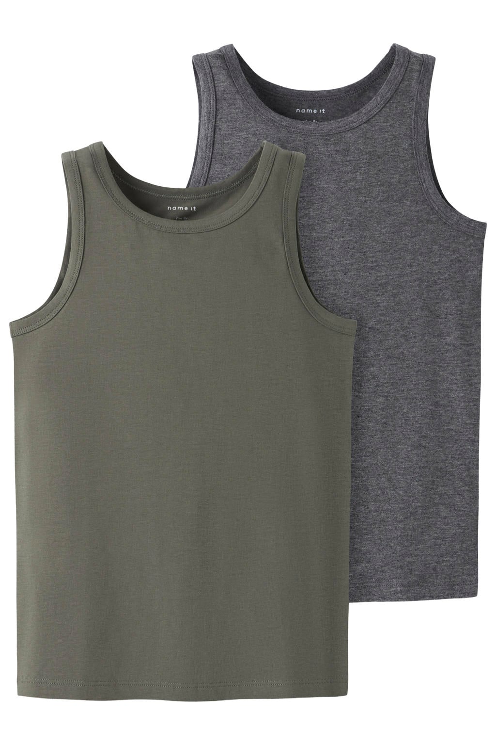 NAME IT KIDS hemd - groen/grijs (set van 2)