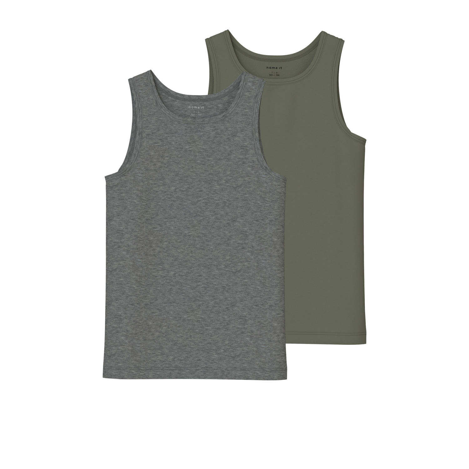 NAME IT KIDS hemd set van 2 groen grijs