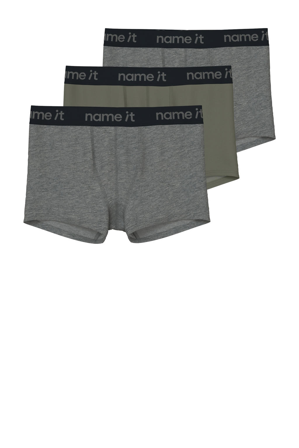 NAME IT KIDS boxershort - groen/grijs (set van 3)