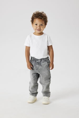 waist loose fit jeans grey denim
