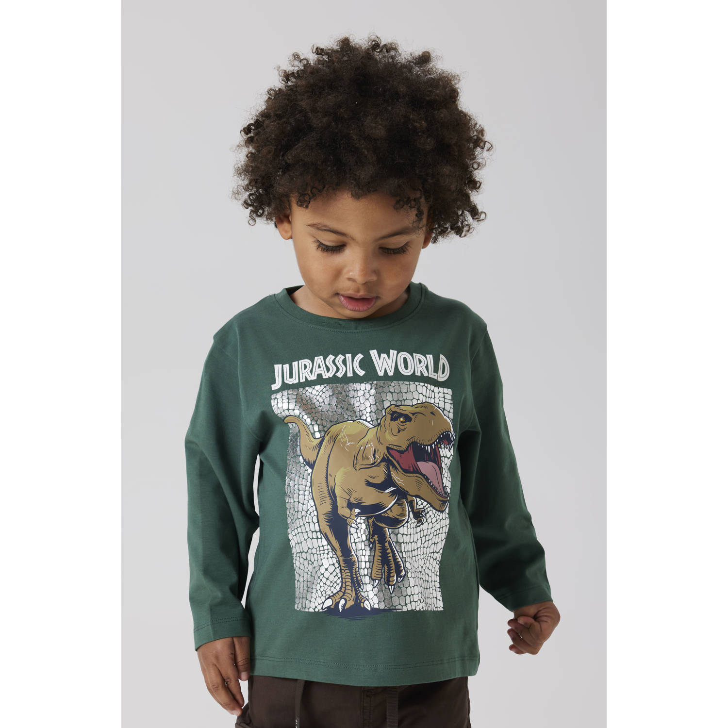 NAME IT MINI Jurassic World longsleeve donkergroen