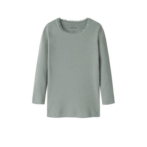 NAME IT MINI longsleeve rib gebreid grijsgroen afbeelding