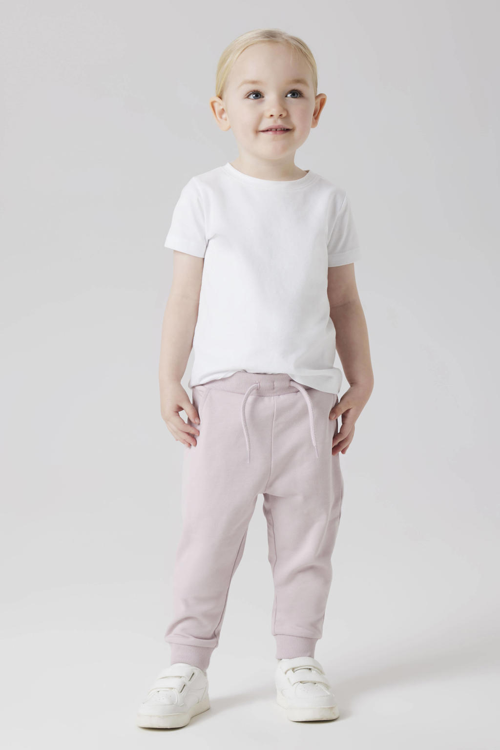 Oudroze jongens en meisjes NAME IT MINI joggingbroek van sweat materiaal met regular fit, elastische tailleband met koord en effen