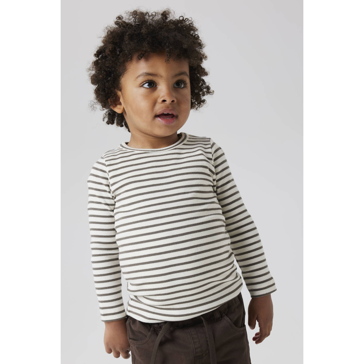 NAME IT MINI longsleeve gebreid olijfgroen ecru