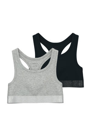 bh top - set van 2 zwart/grijs melange