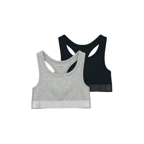 NAME IT KIDS bh top - set van 2 zwart/grijs melange afbeelding