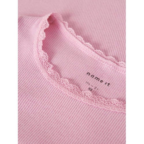 NAME IT MINI longsleeve rib gebreid roze afbeelding
