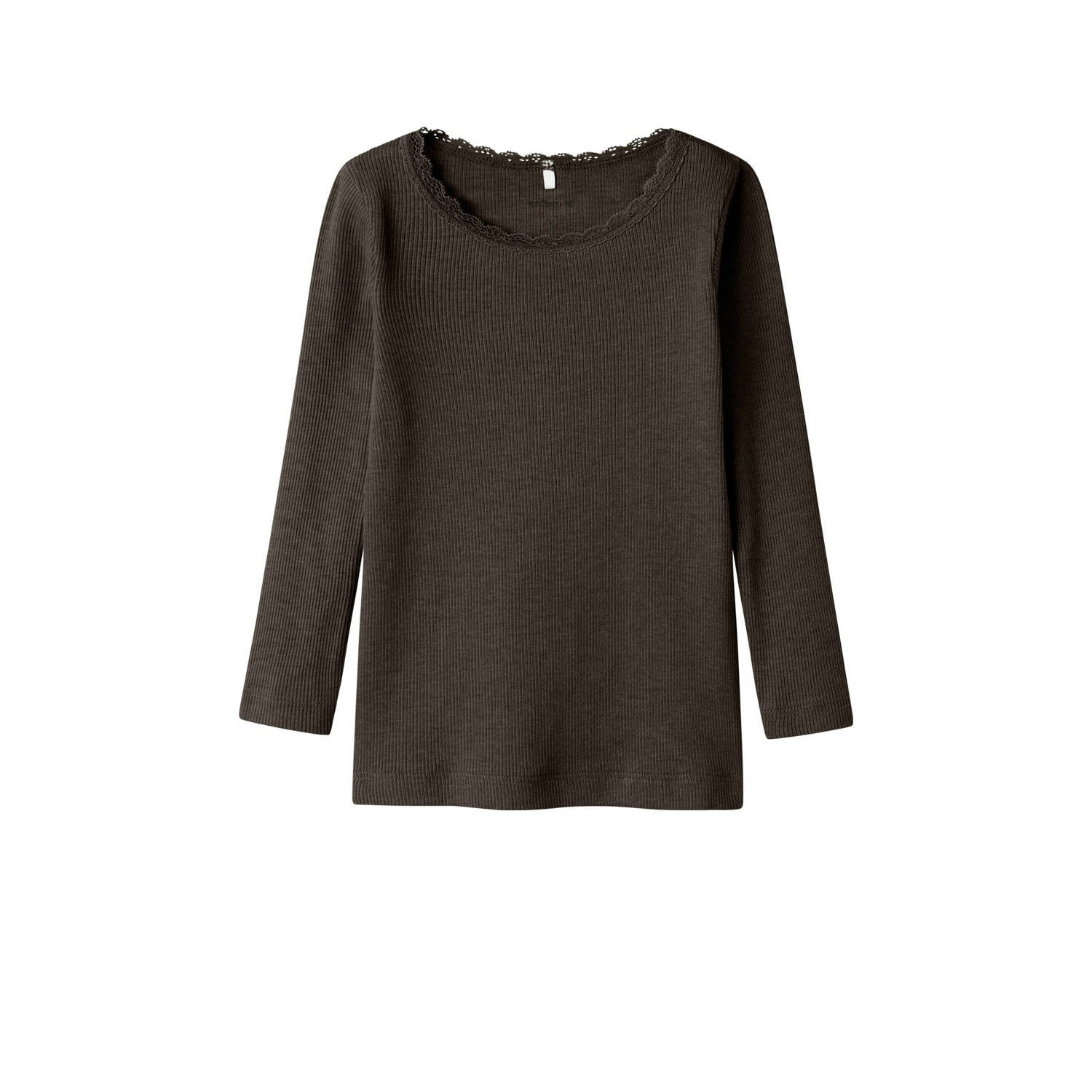 NAME IT MINI longsleeve rib gebreid donkerbruin
