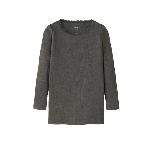 NAME IT MINI longsleeve rib gebreid donkerbruin afbeelding