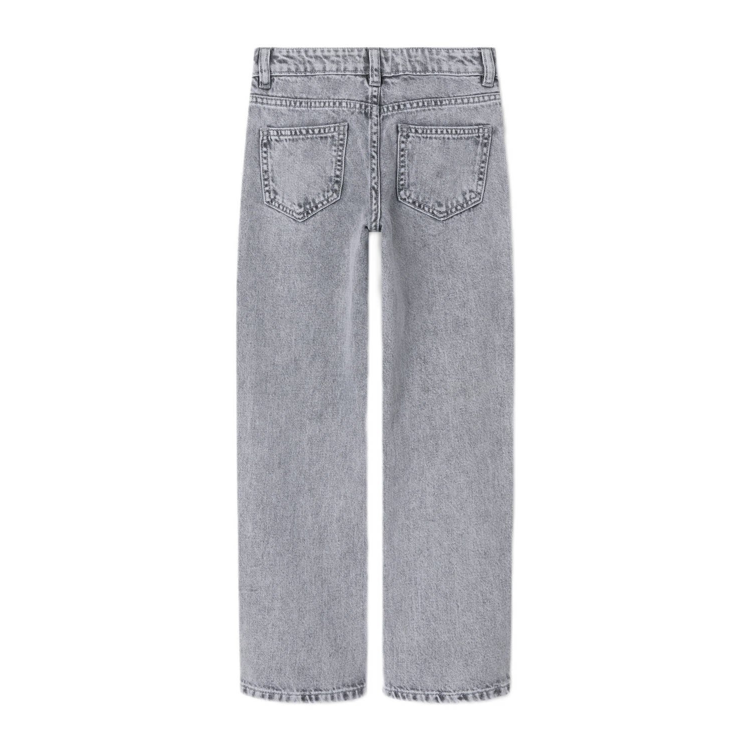 NAME IT KIDS straight leg jeans met strass-steentjes light grey denim