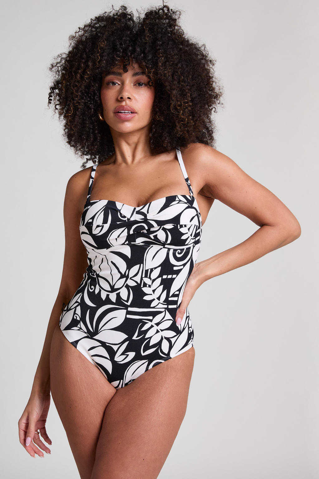Hunkemöller strapless badpak Mauritius zwart/wit