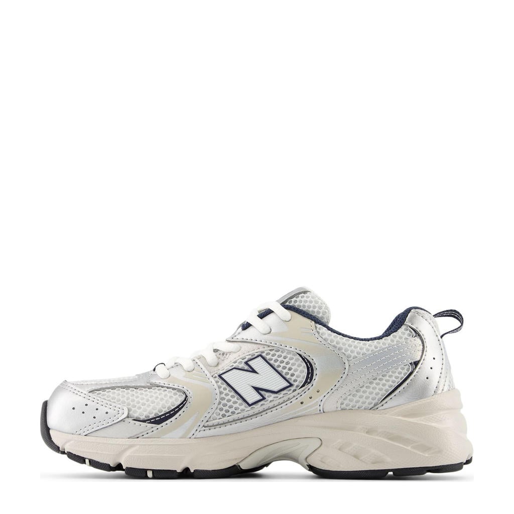 Lichtgrijs en donkerblauwe jongens en meisjes New Balance 530 sneakers van synthetic met veters