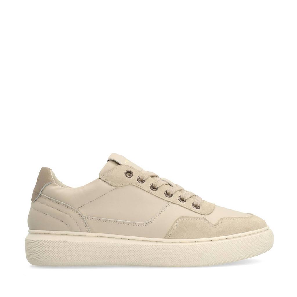 Beige heren Manfield nubuck sneakers met veters