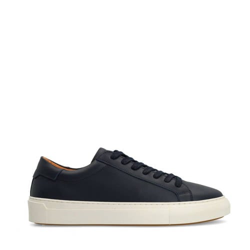 Manfield leren sneakers donkerblauw afbeelding