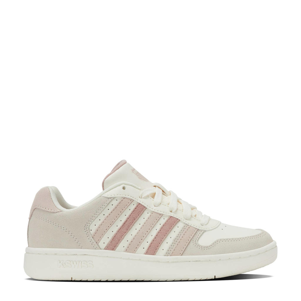 Beige en lichtroze dames K-Swiss Court Palisander sneakers van leer/voering: mesh/voetbed: eva met veters