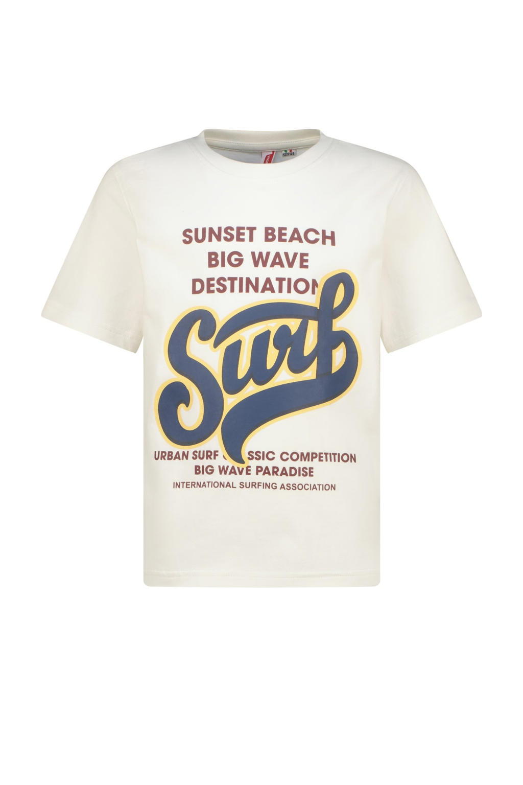 Witte jongens Vingino T-shirt van katoen met printopdruk, korte mouwen en ronde hals