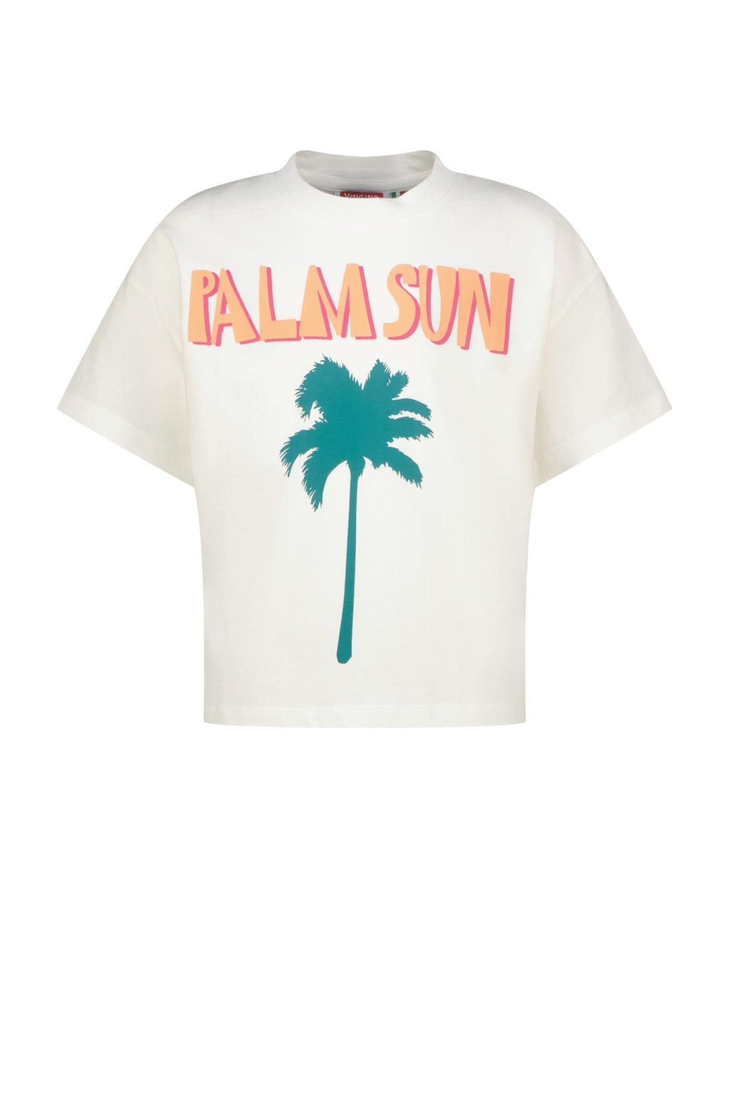 Witte meisjes Vingino T-shirt van katoen met printopdruk, korte mouwen en ronde hals
