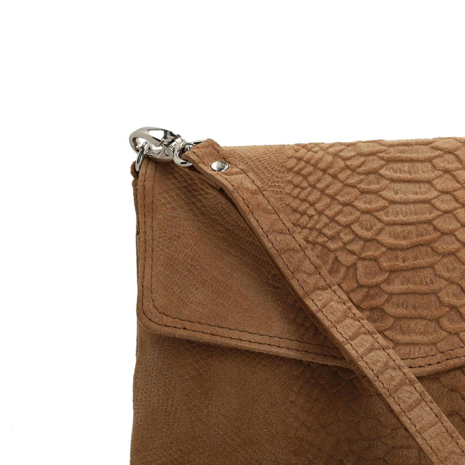 Manfield suede crossbody tas cognac