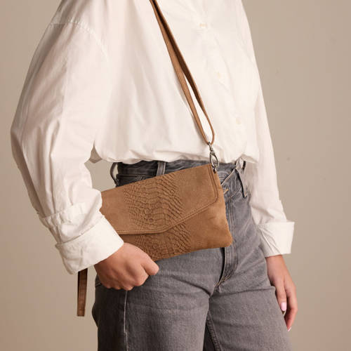 Manfield suede crossbody tas cognac afbeelding