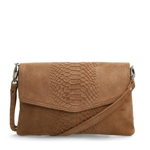 suede crossbody tas cognac