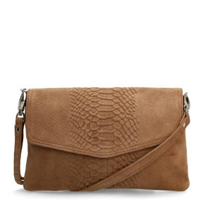 suede crossbody tas cognac