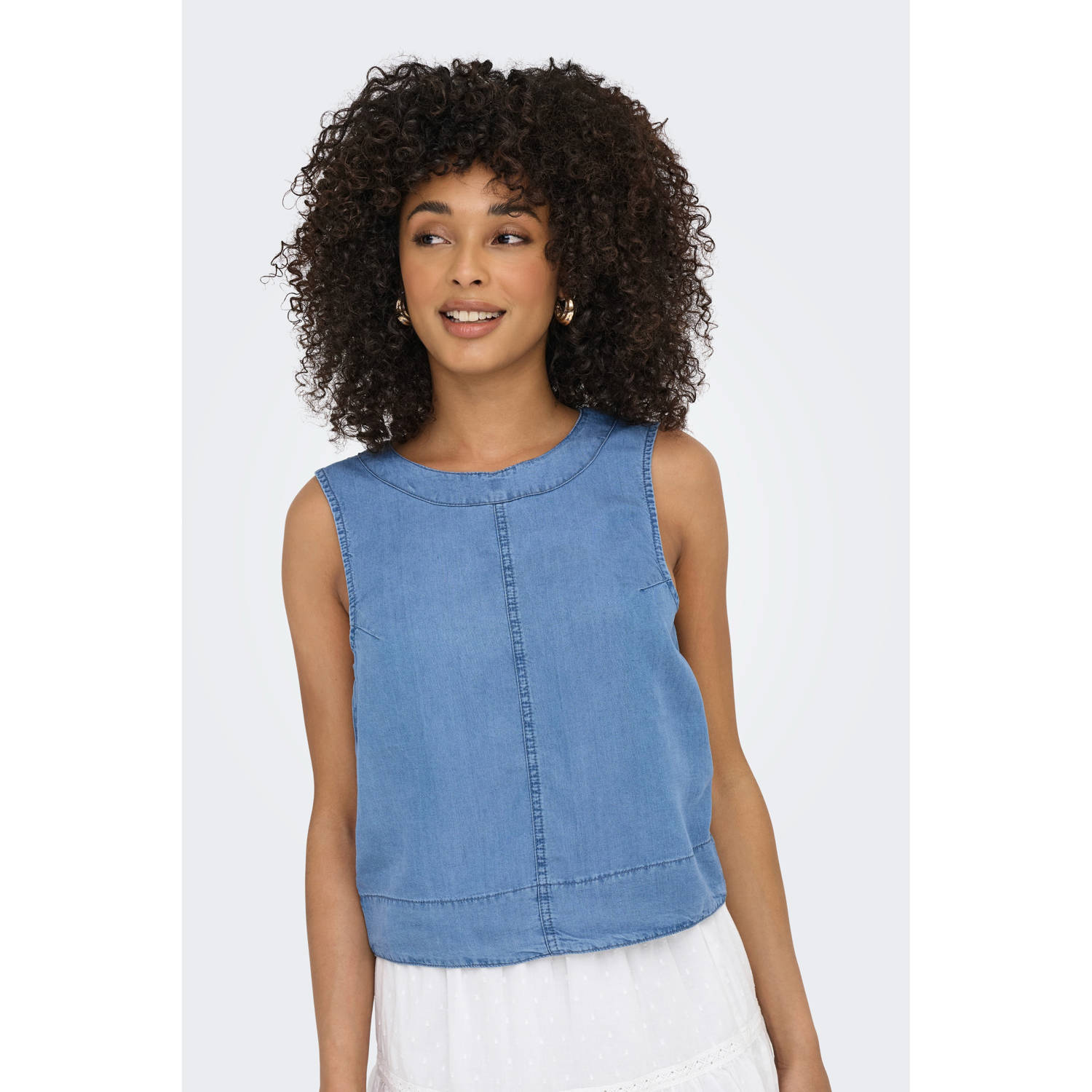 ONLY denim mouwloze top medium blue denim