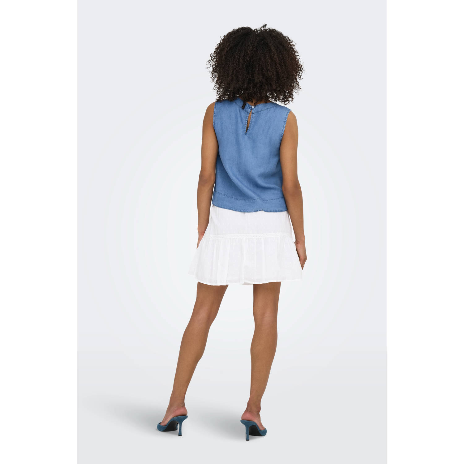 ONLY denim mouwloze top medium blue denim