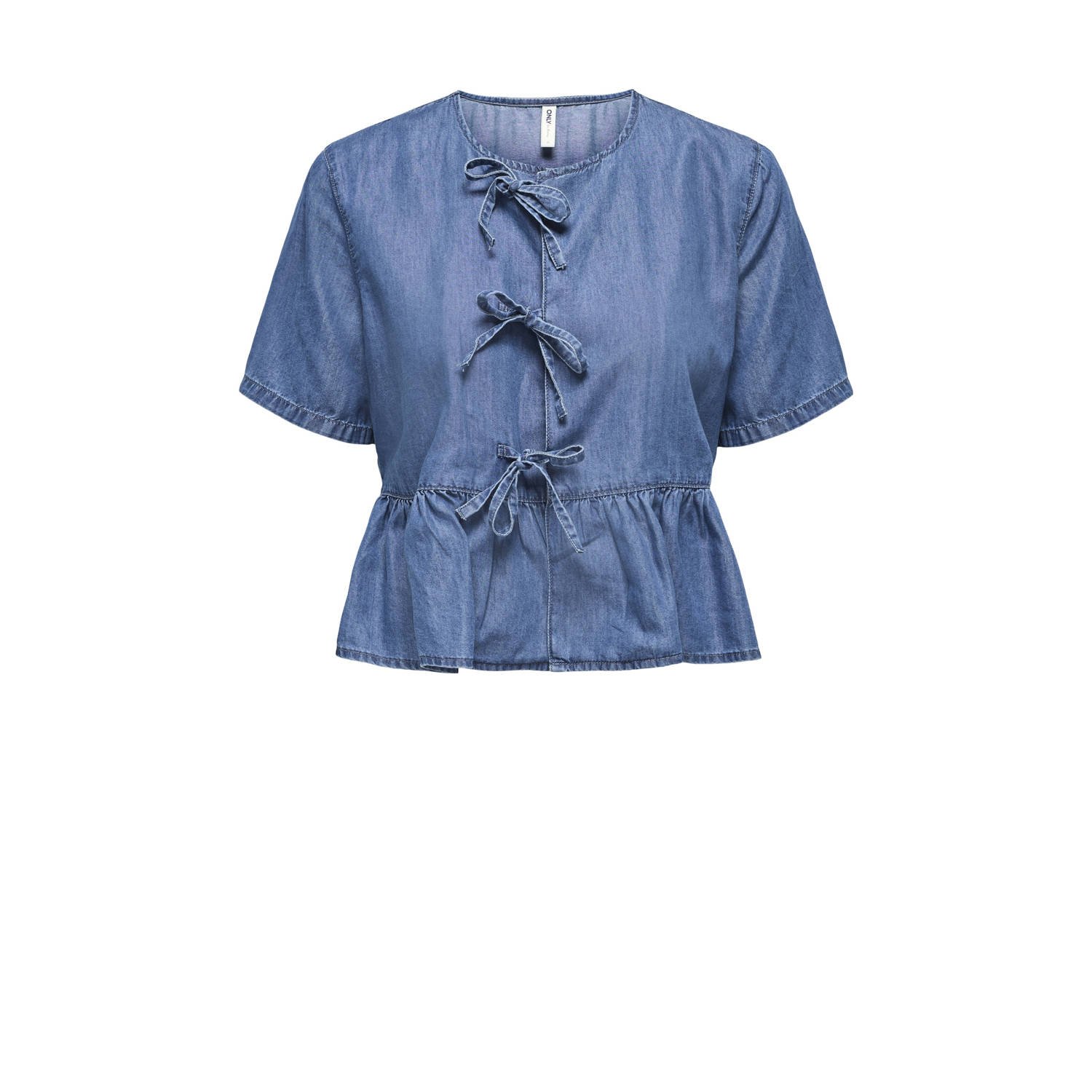 Only Boxy fit jeansblouse van een mix van katoen en lyocell model 'BEA'