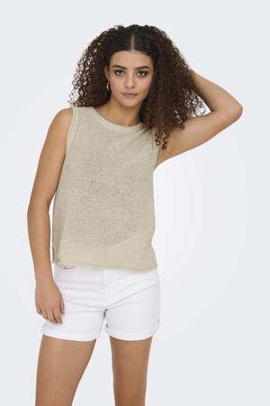 mouwloze top zand