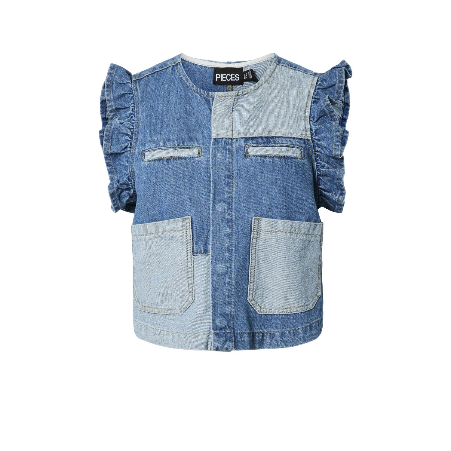 PIECES denim top blauw