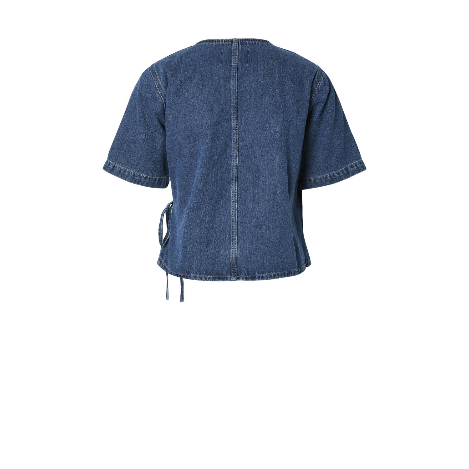 PIECES denim top dark blue denim