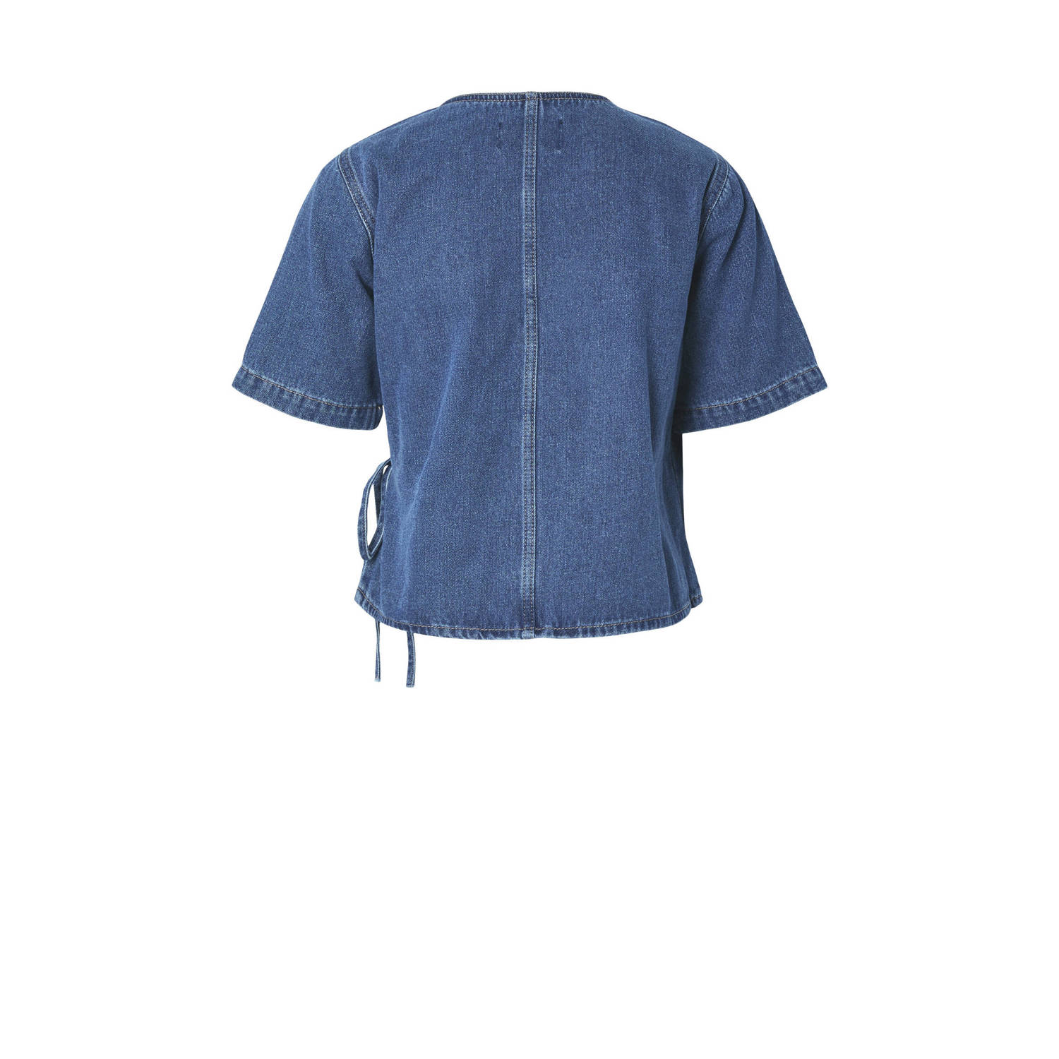 PIECES denim top dark blue denim