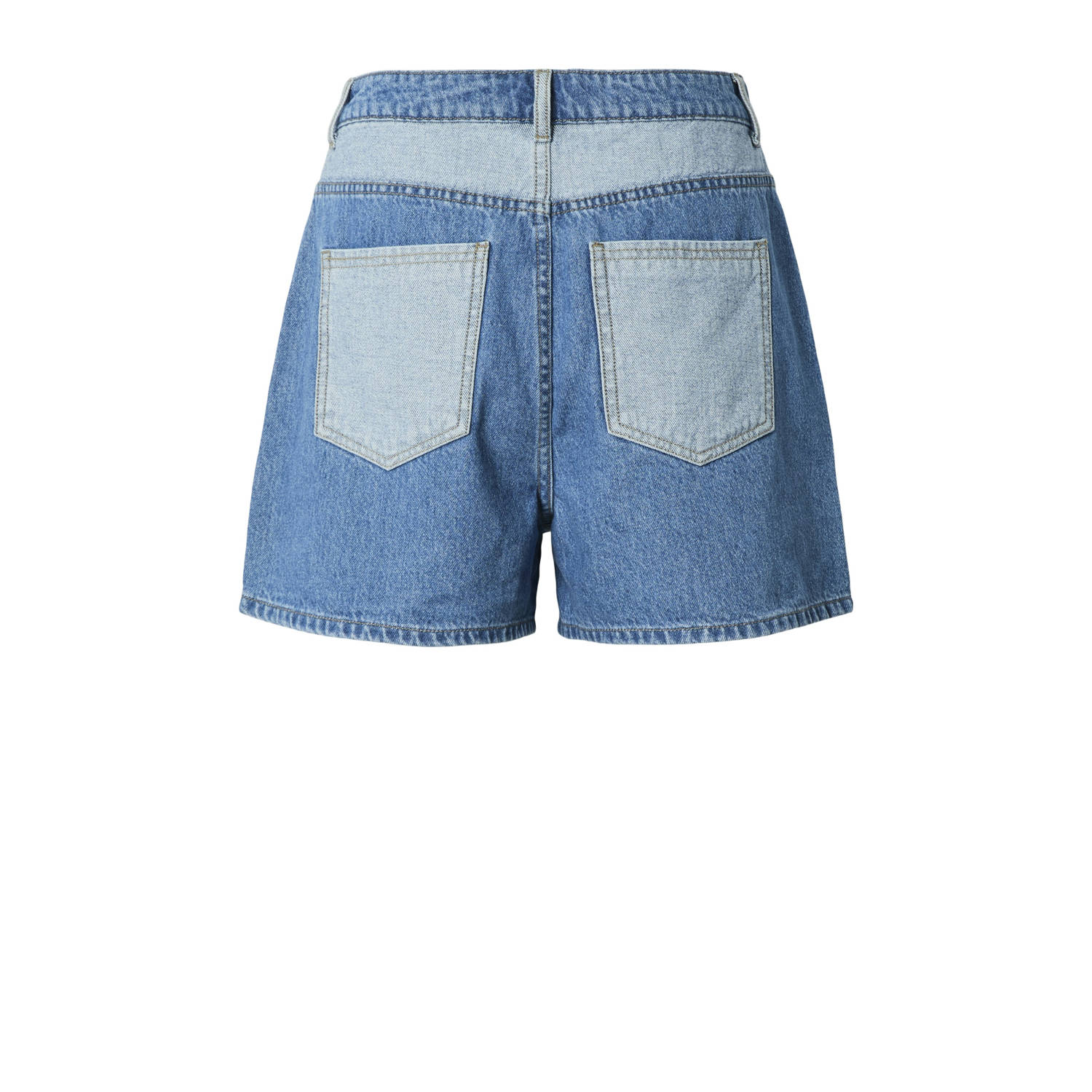 PIECES denim straight high waist short medium blue denim