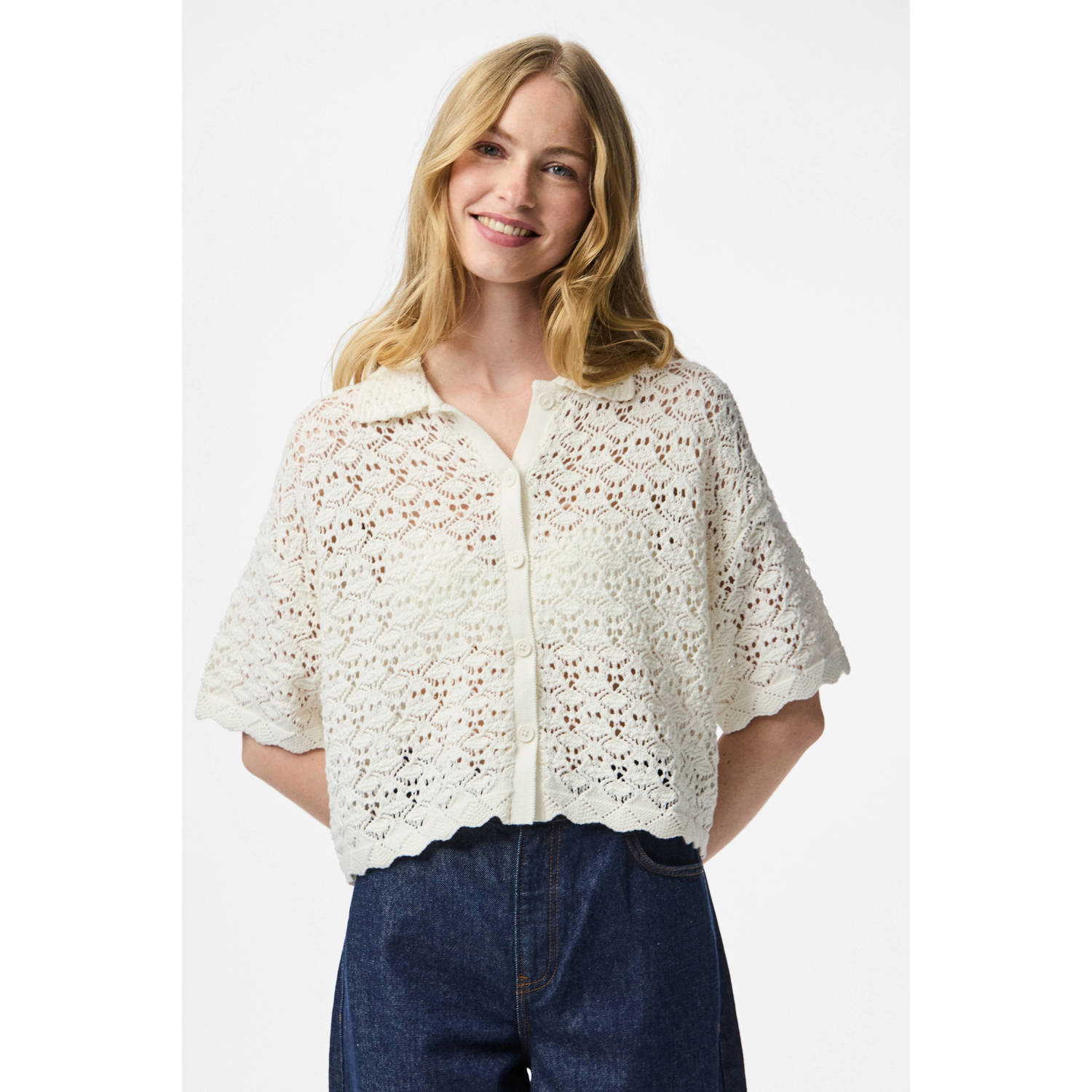 PIECES blouse wit crochet