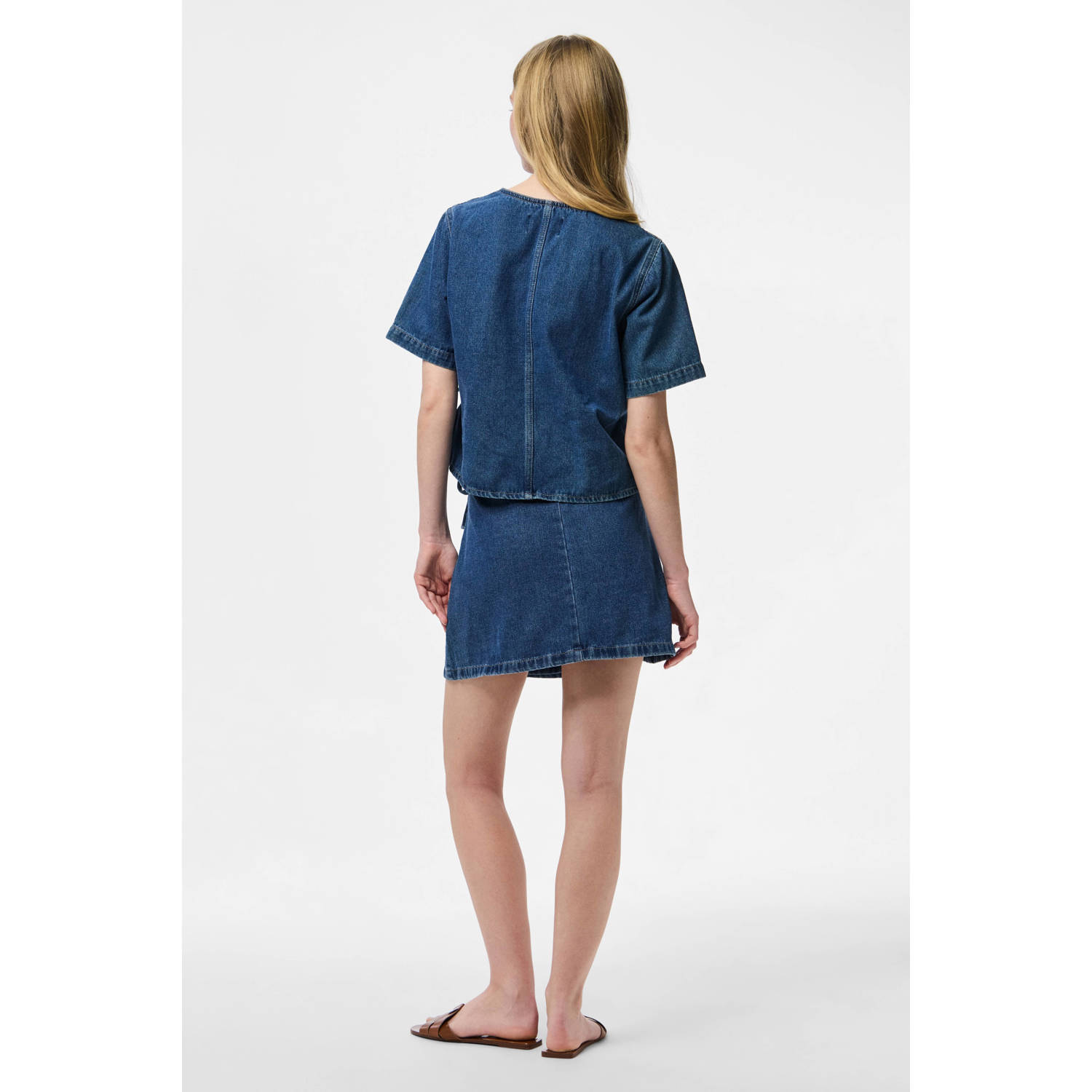 PIECES denim spijkerrok dark blue denim