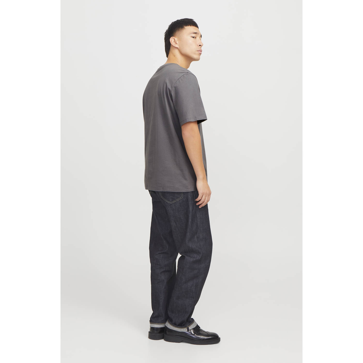 JACK & JONES ESSENTIALS regular fit T-shirt JJEORGANIC grijs