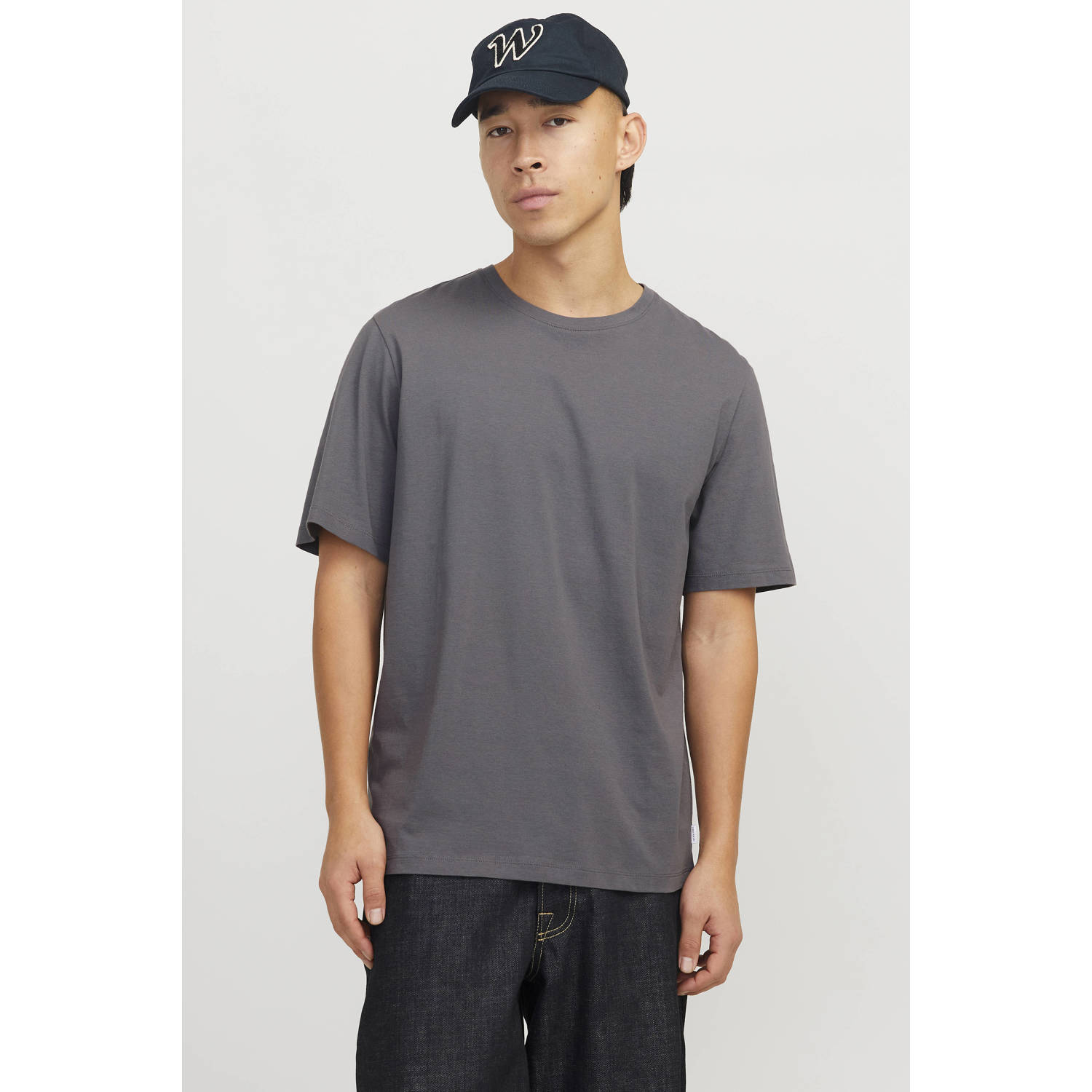 JACK & JONES ESSENTIALS regular fit T-shirt JJEORGANIC grijs