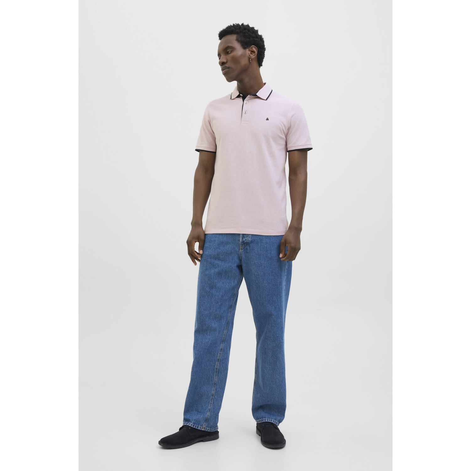 JACK & JONES ESSENTIALS slim fit polo JJEPAULOS lichtroze