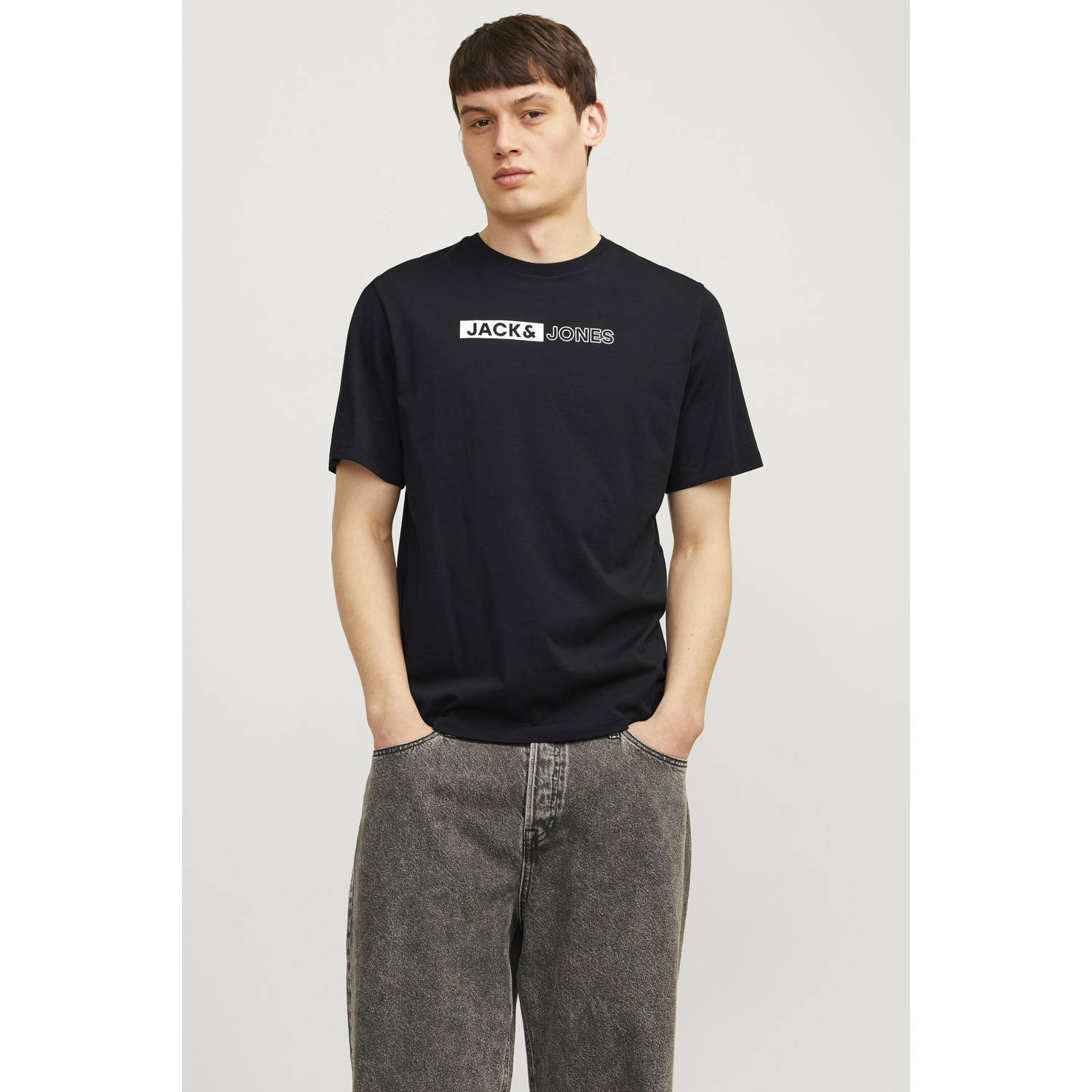 JACK & JONES ESSENTIALS regular fit T-shirt JJECORP zwart