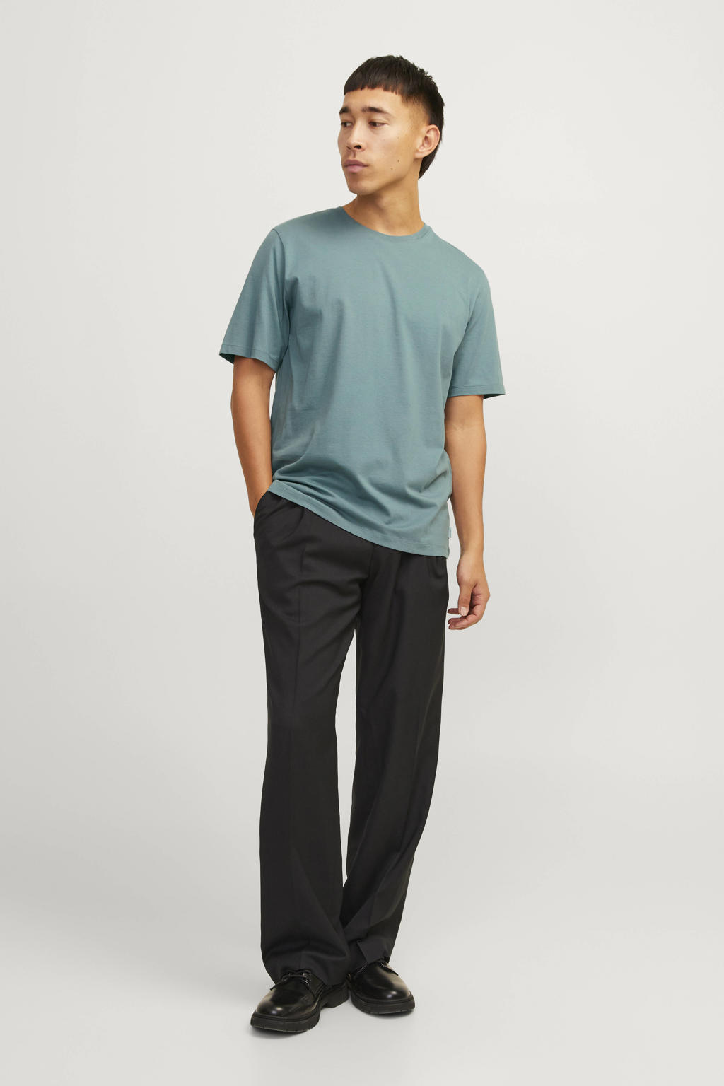 JACK & JONES ESSENTIALS regular fit T-shirt JJEORGANIC turquoise