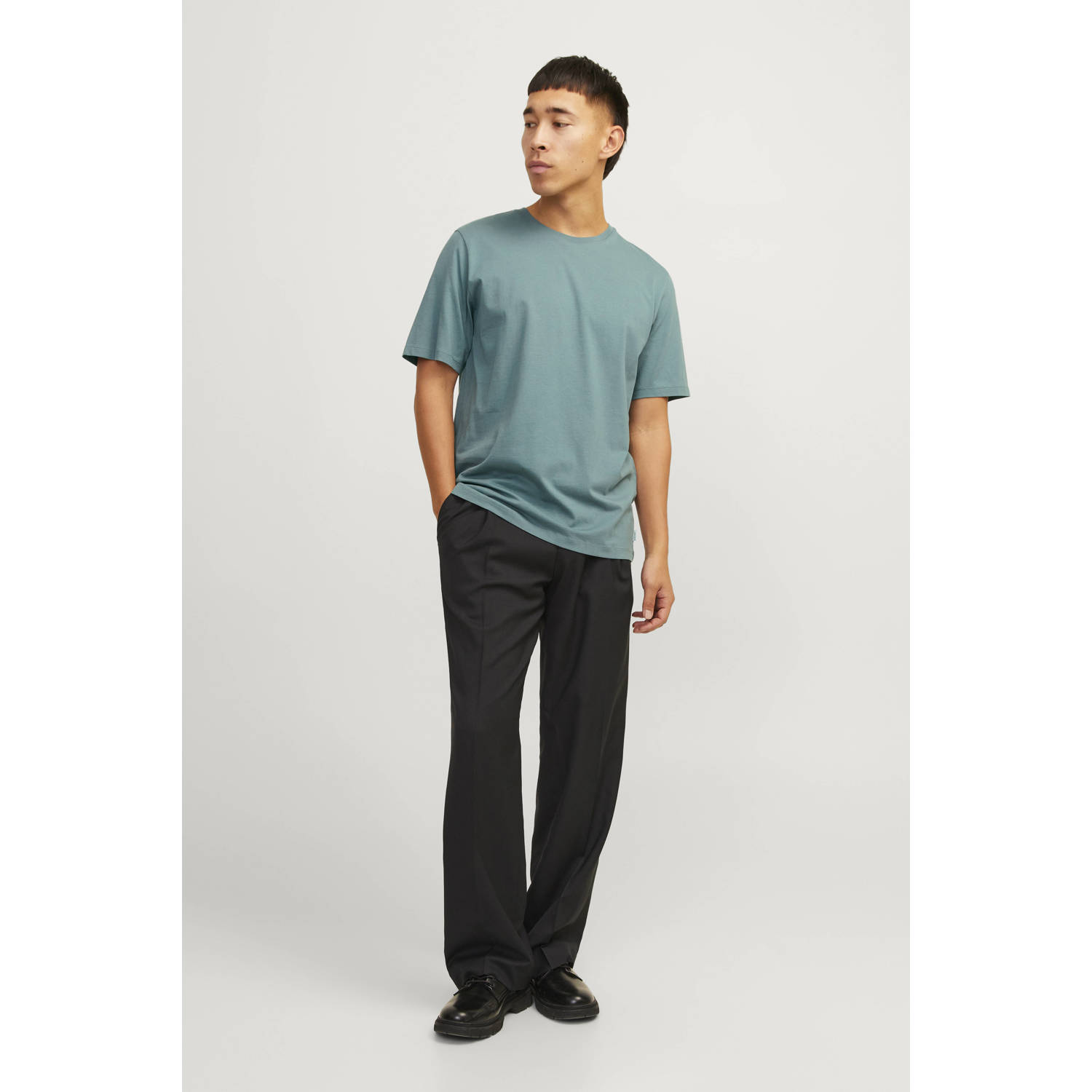 JACK & JONES ESSENTIALS regular fit T-shirt JJEORGANIC turquoise