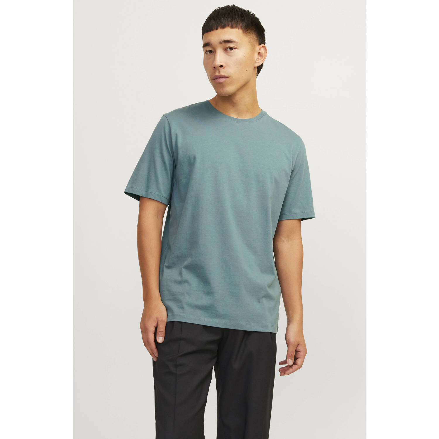 JACK & JONES ESSENTIALS regular fit T-shirt JJEORGANIC turquoise
