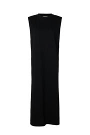 thumbnail: Zwarte dames SELECTED FEMME maxi jurk van katoen met effen en ronde hals