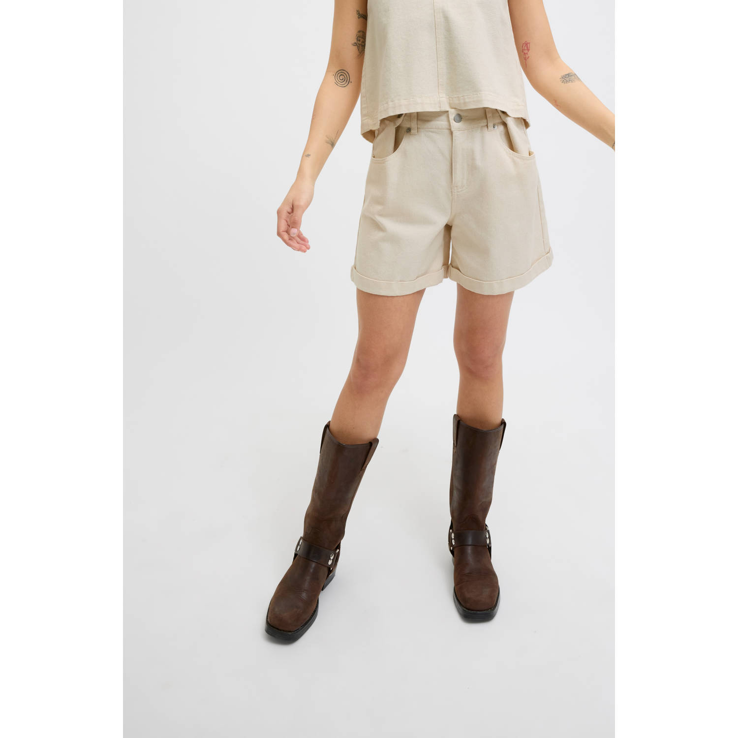 JJXX wide leg high waist denim short wit