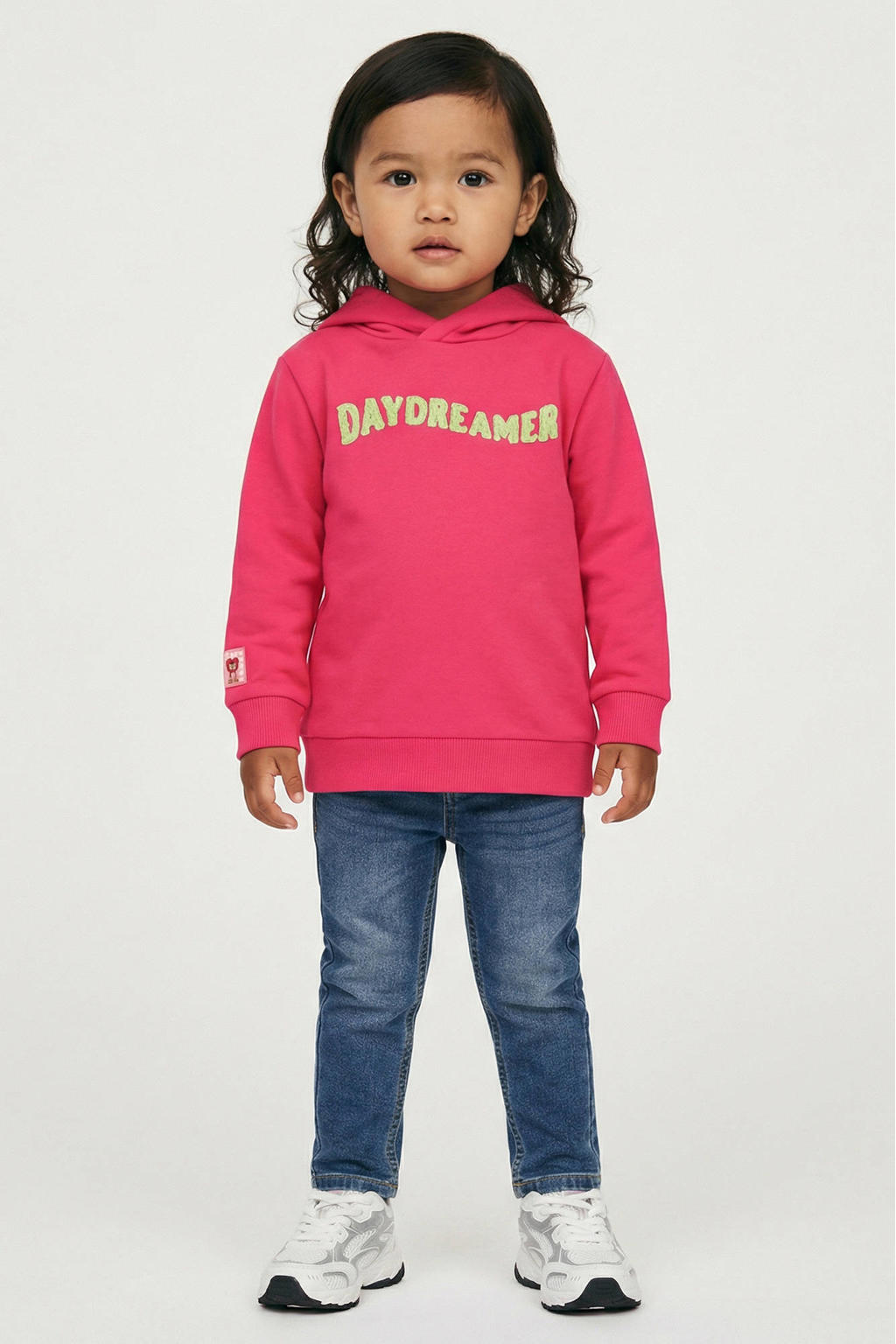 Fuchsia meisjes Little Cars hoodie van sweat materiaal met tekst print, lange mouwen en capuchon