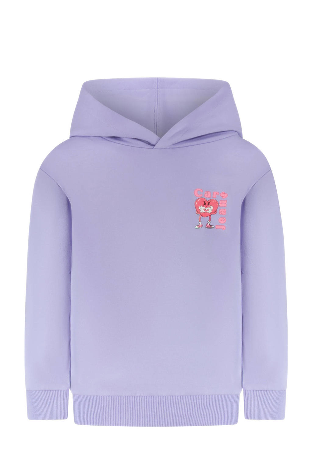 Lilakleurige meisjes Little Cars hoodie van sweat materiaal met backprint, lange mouwen en capuchon