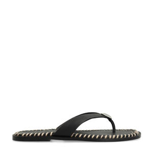 leren teenslippers zwart